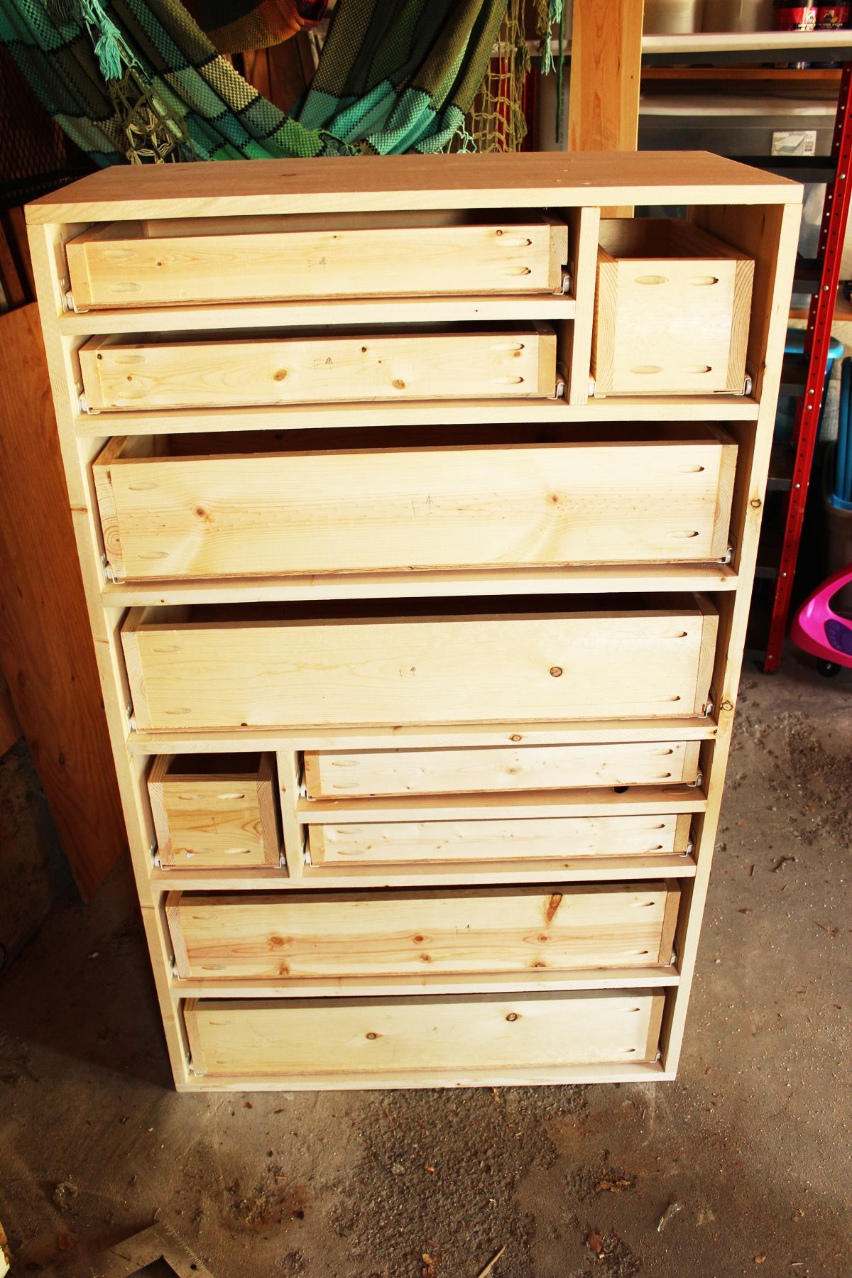 DIY Modern Wooden Dresser Continue mounting all drawer slides