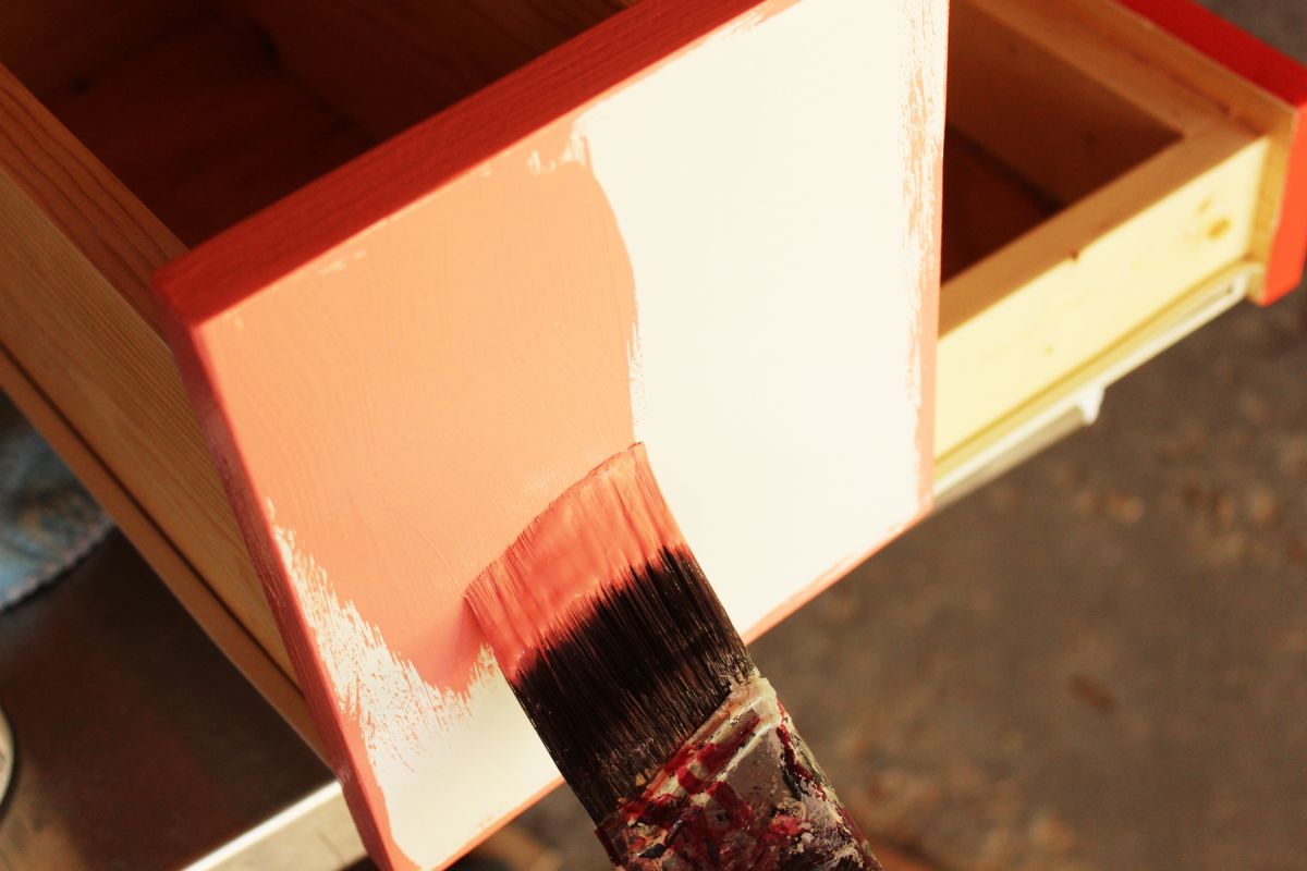 DIY Modern Wooden Dresser Paint the faces of your drawer faces