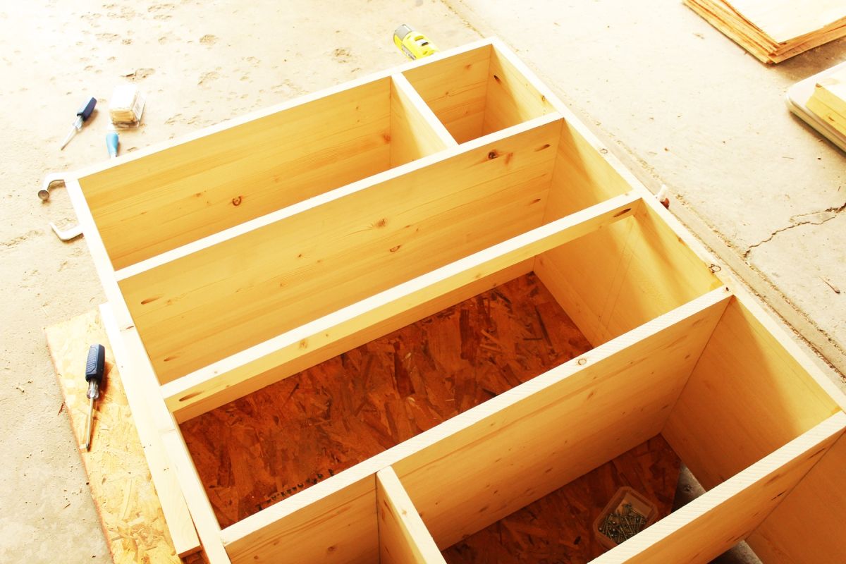 DIY Modern Wooden Dresser Pocket holes can face up or down