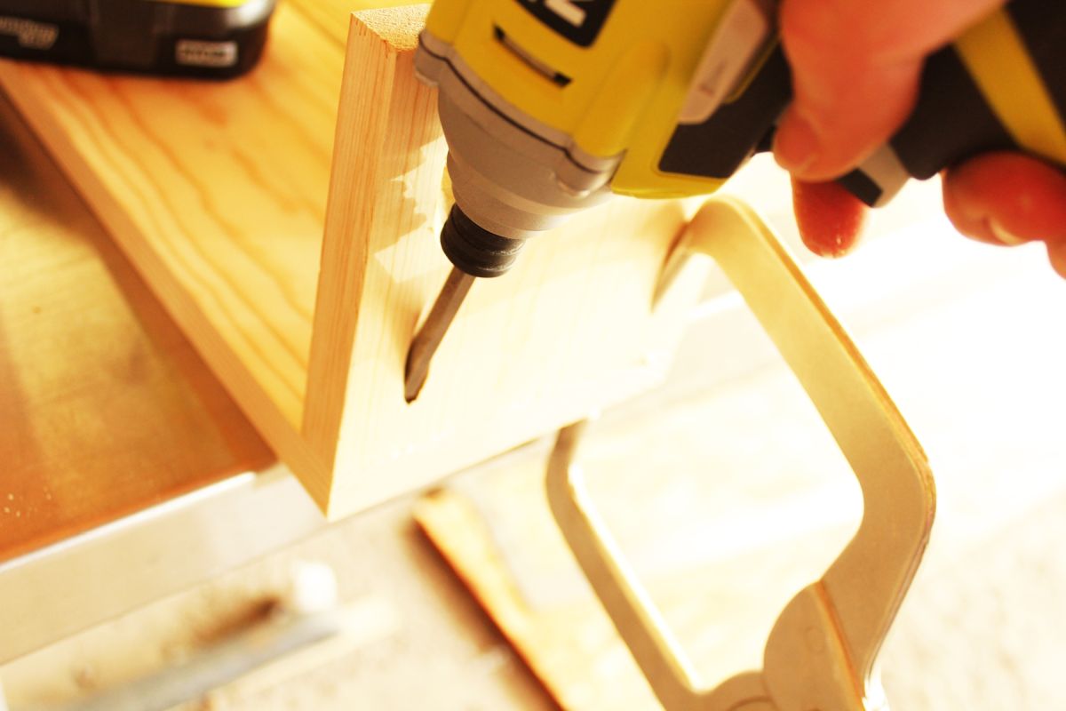 DIY Modern Wooden Dresser Use glue your right angle clamp