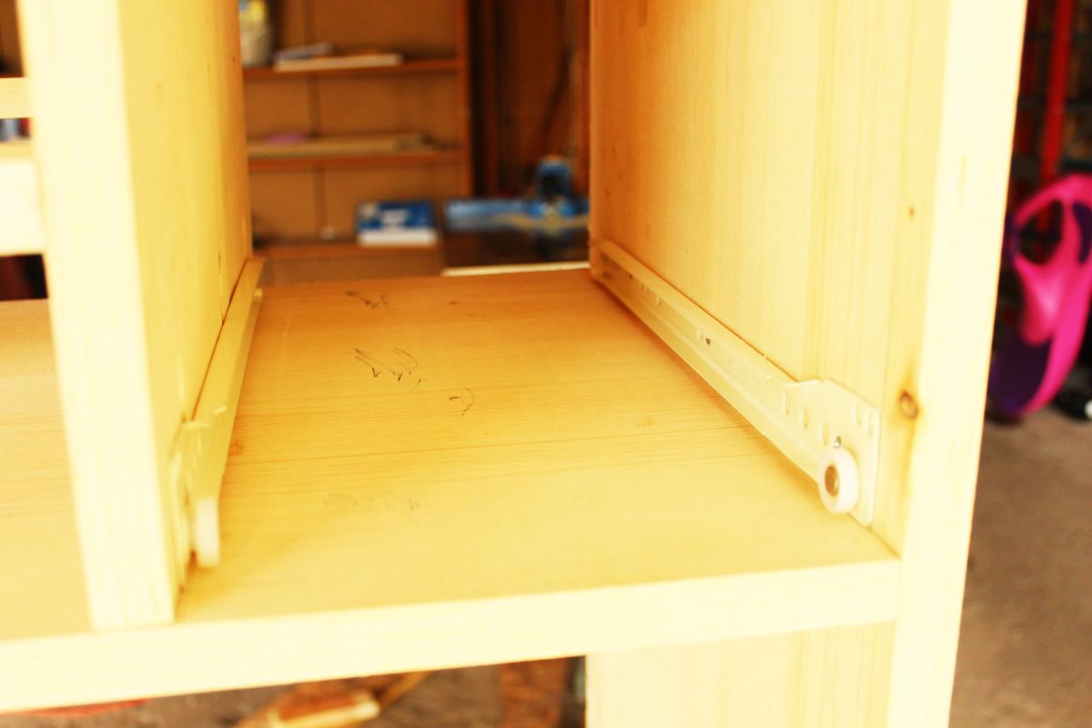 DIY Modern Wooden Dresser already installed those drawer slides