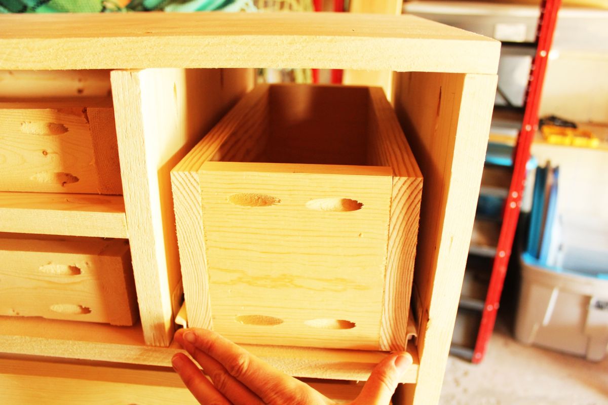 DIY Modern Wooden Dresser drawer should slide in and out with ease