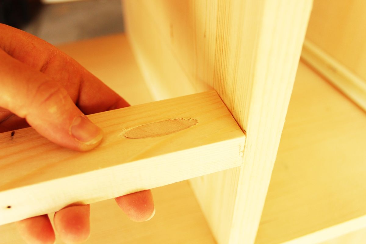 DIY Modern Wooden Dresser removing any excess glue that squeezed out as needed