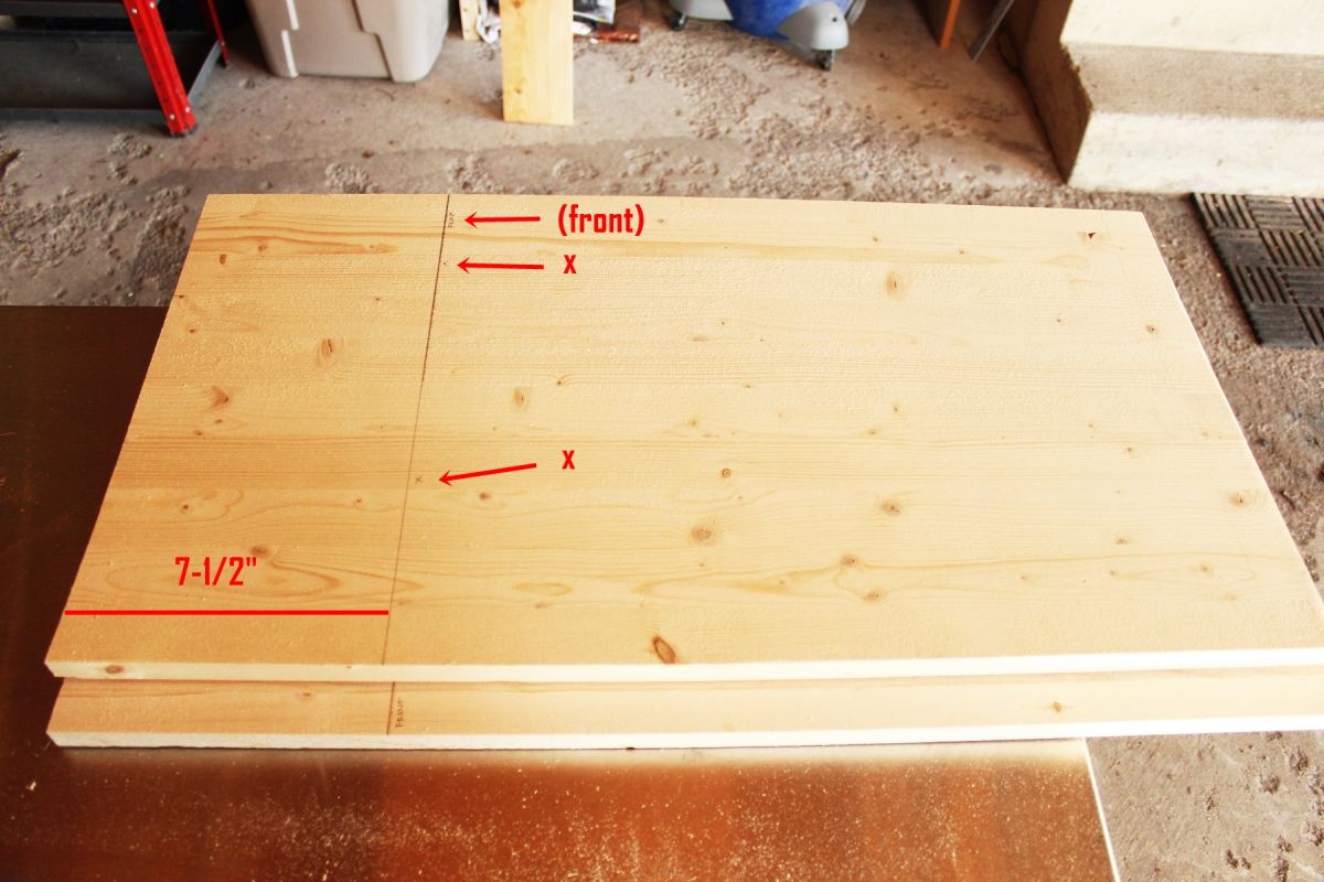 DIY Modern Wooden Dresser slabs and place it pocket hole side down