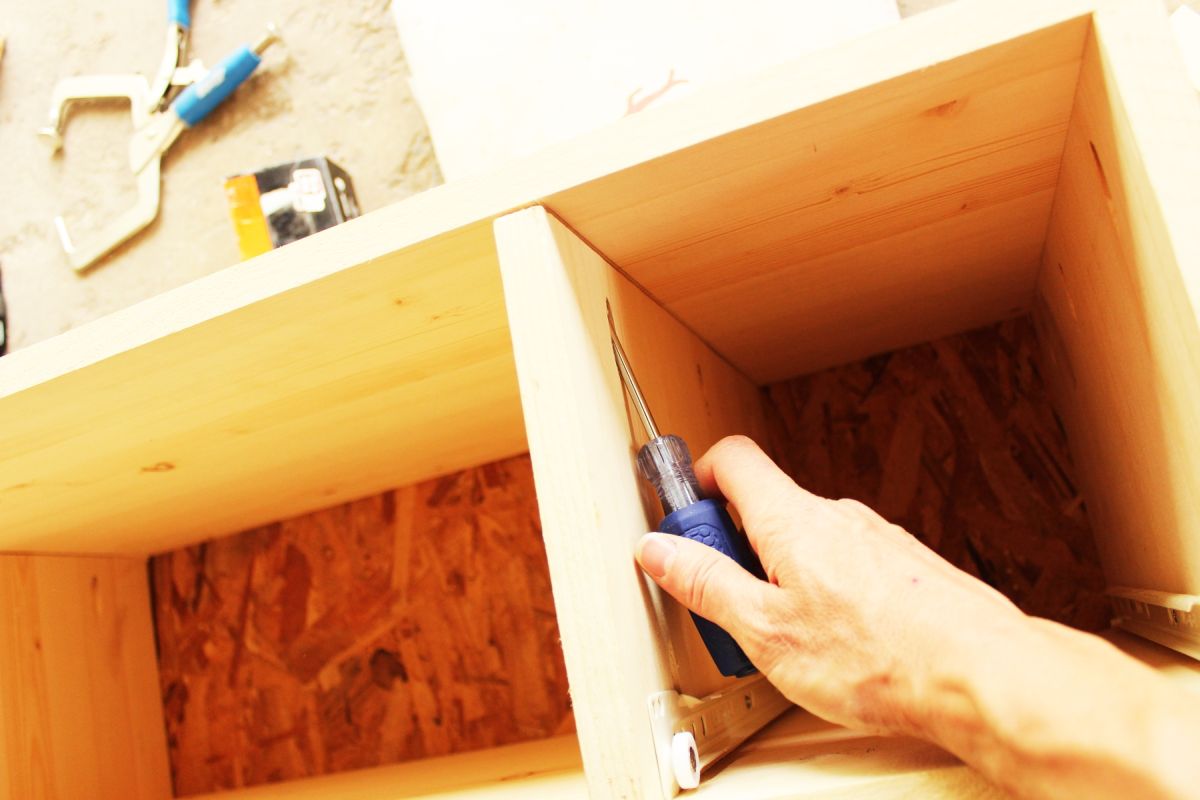 DIY Modern Wooden Dresser then attach all horizontal support boards