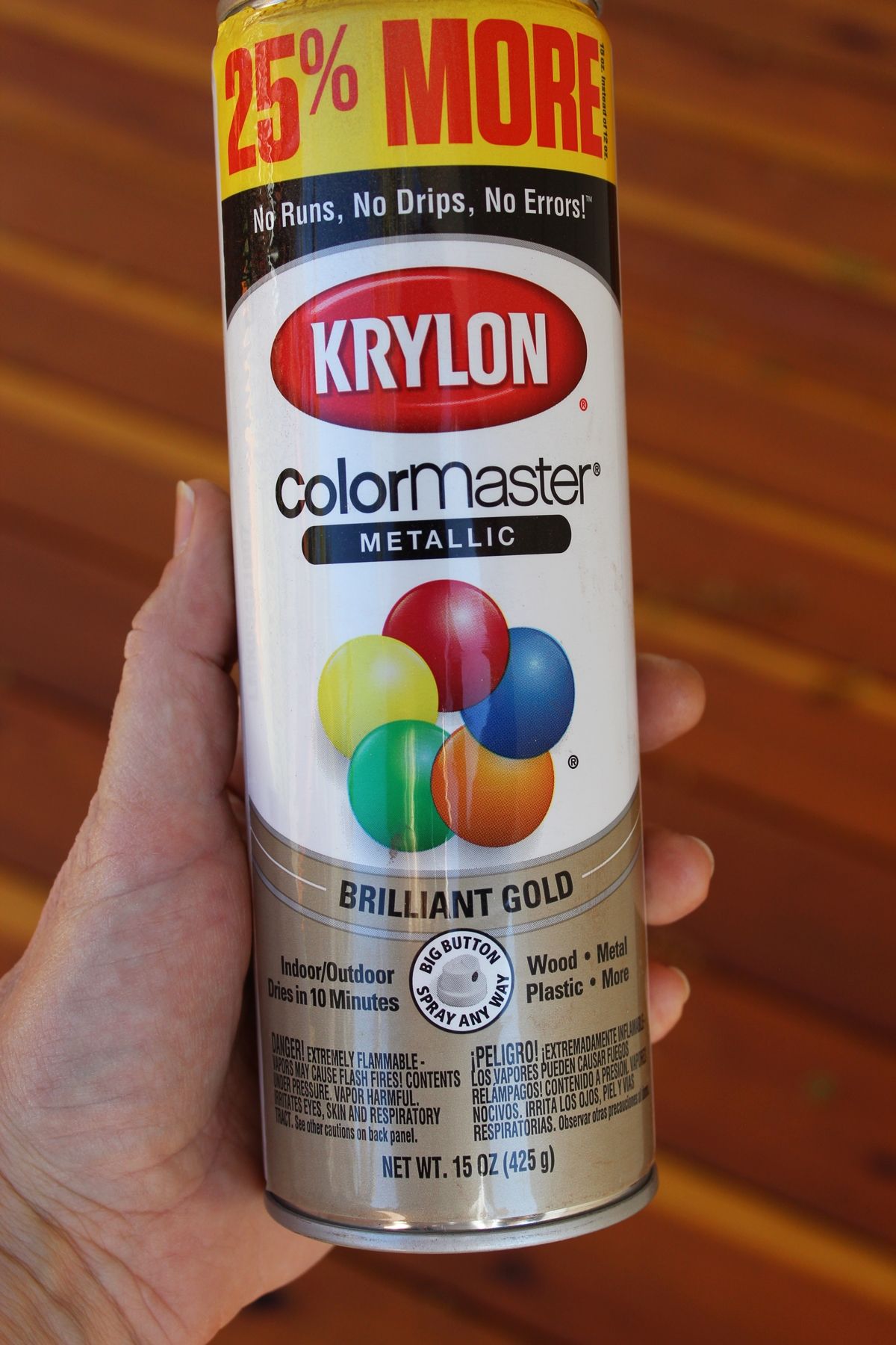 DIY Natural Christmas Tree Ornaments Shake up a can of gold spray paint