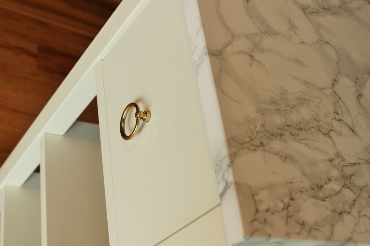 DIY Nightstand Upgrade with Marble Contact Paper