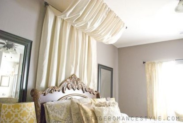 DIY No Sew Table Cloth Bed Canopy