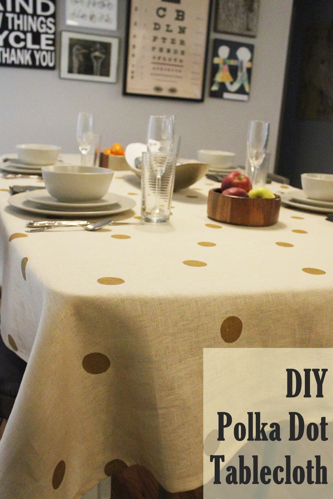 DIY Thanksgiving Tablecloth With Polka Dot Pattern