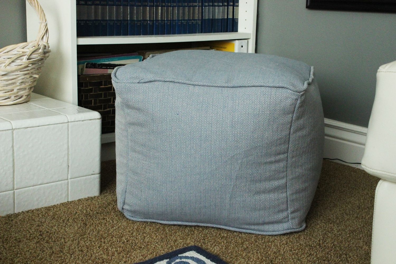 DIY Pouf Ottoman Cube Done