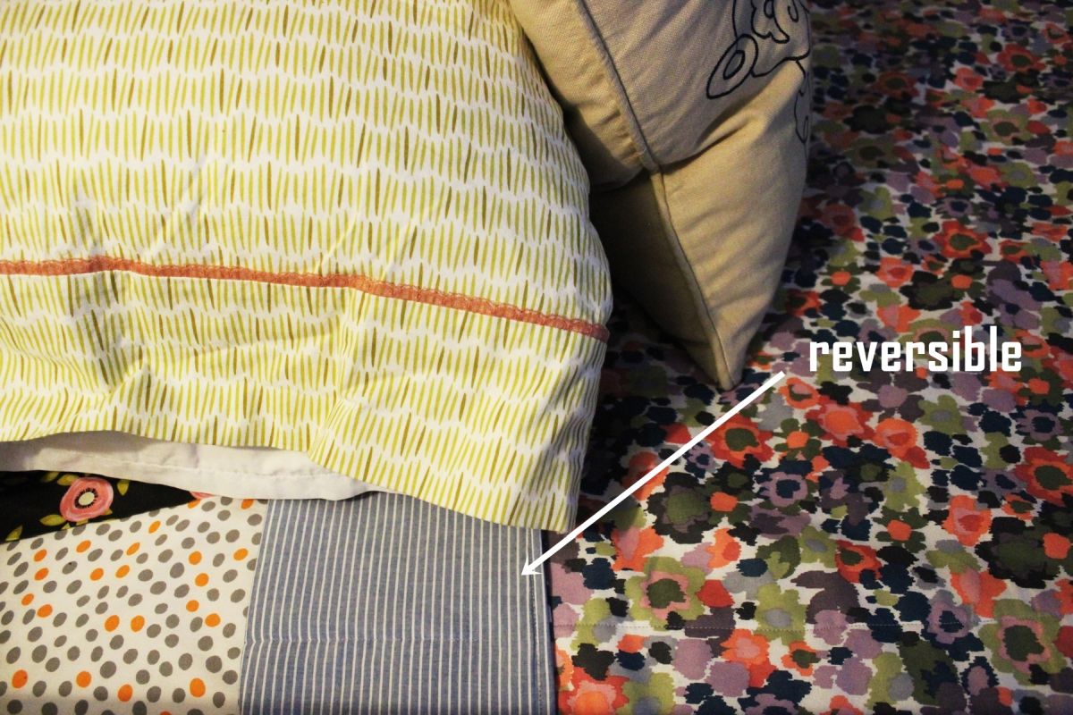 DIY Reversible Summer Quilt because we chose contrasting fabrics for each face of the quilt