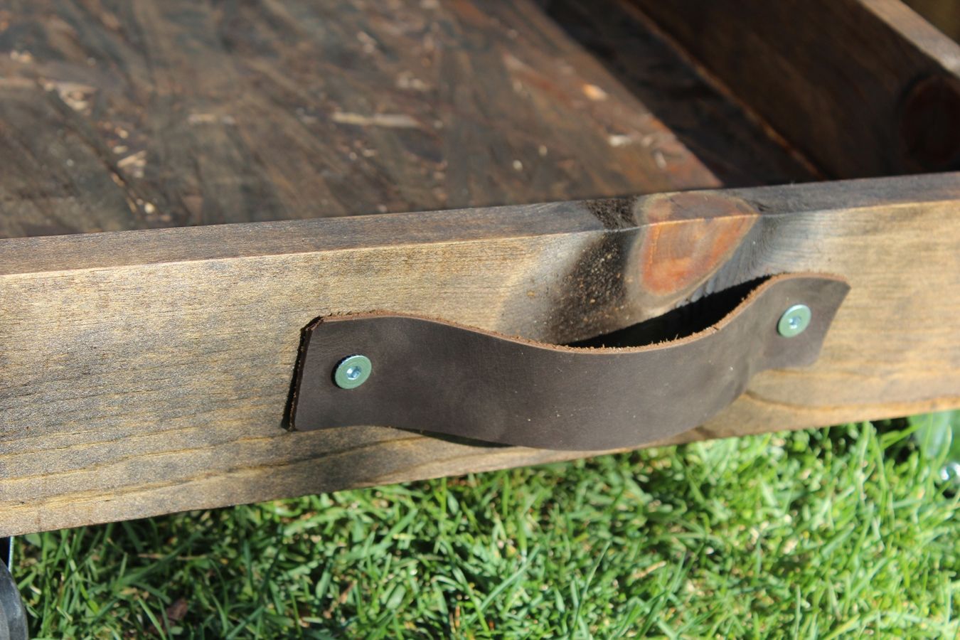 DIY Rolling Storage Cart Leather Strap