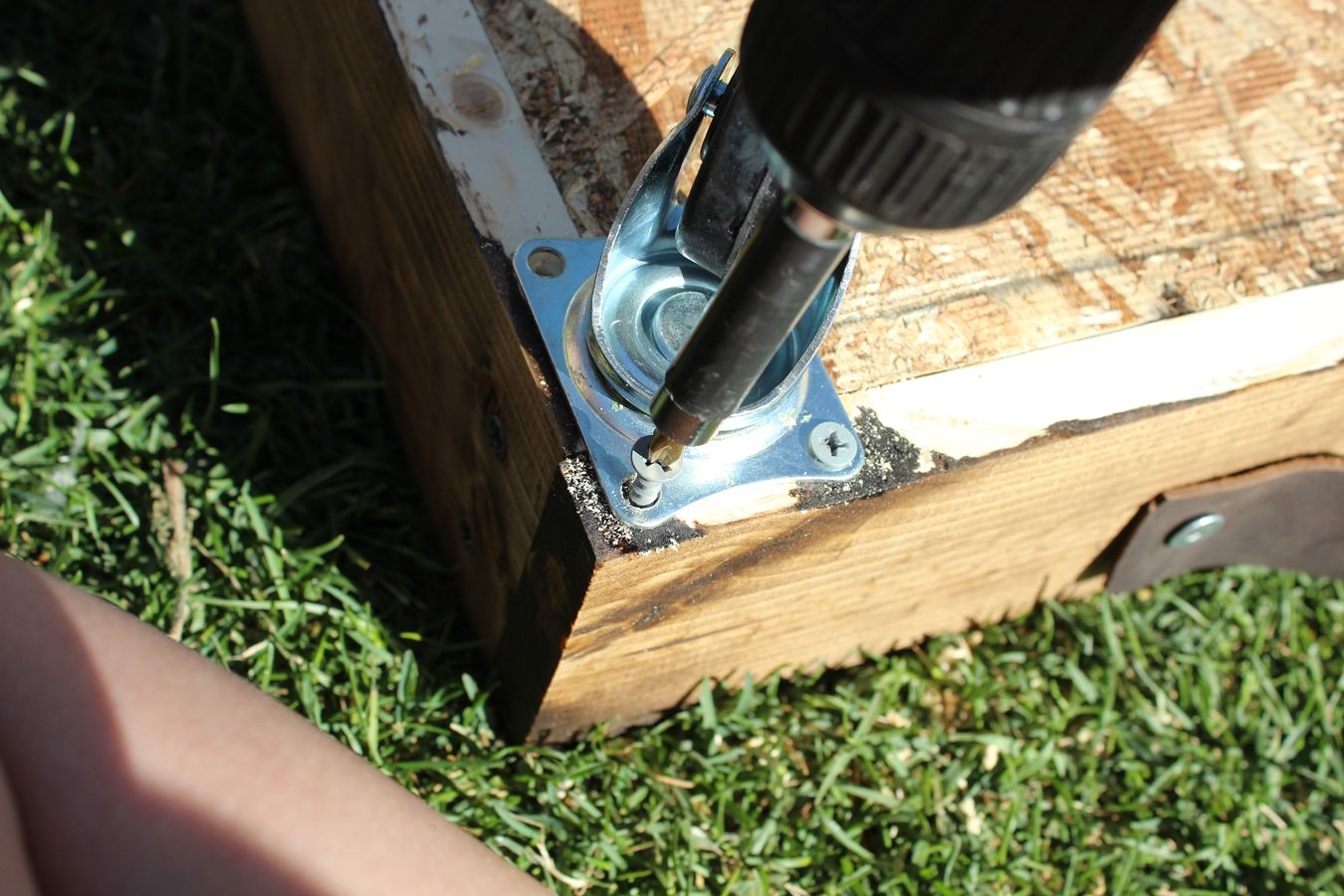 DIY Rolling Storage Cart install the casters