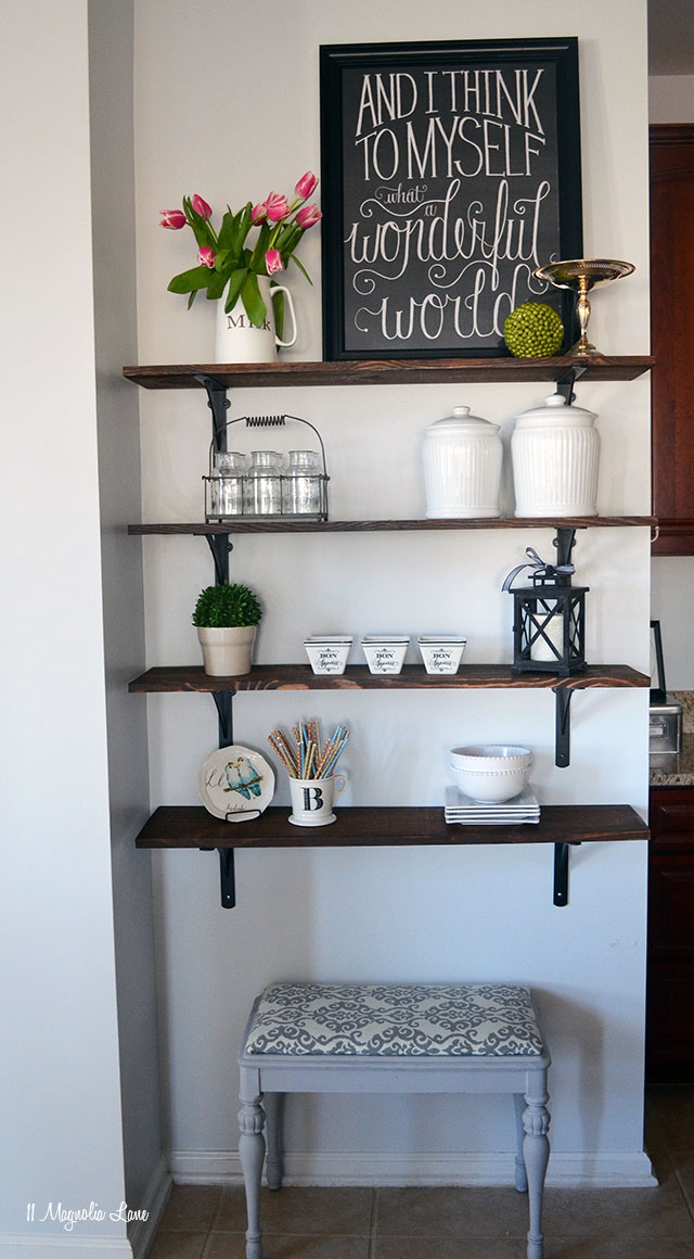 DIY STAINED OPEN SHELVING