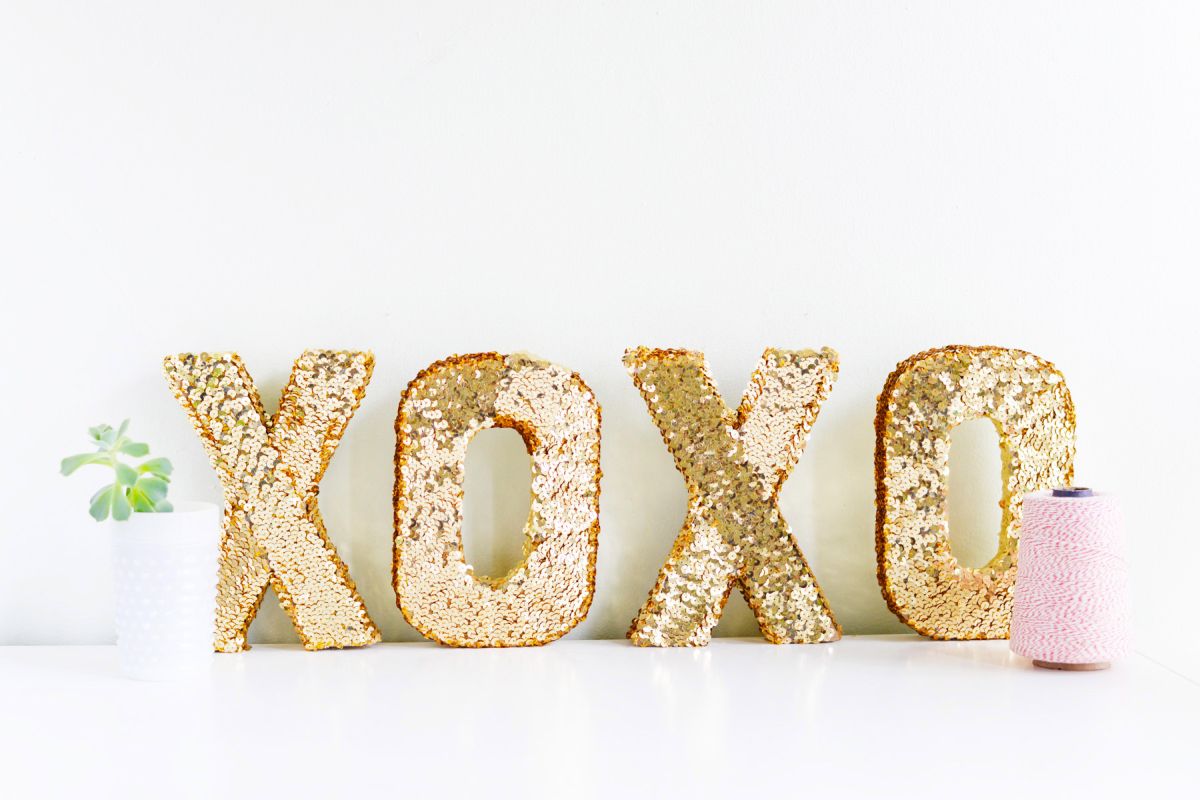 DIY Sequin XOXO Letters