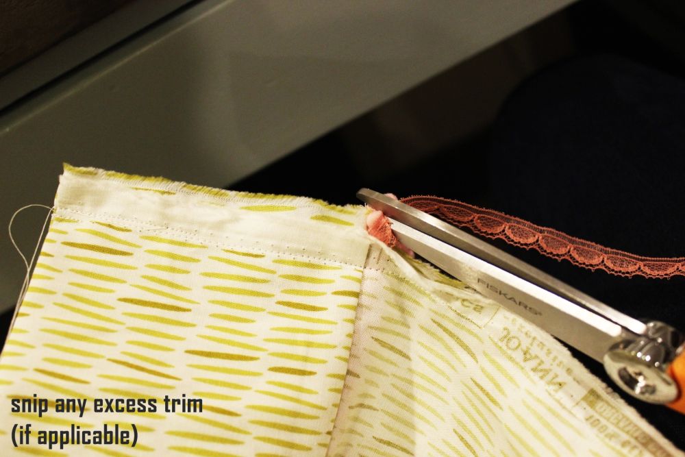 DIY Sew a Pillowcase Trim off any excess trim pieces