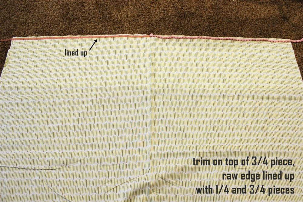 DIY Sew a Pillowcase lay your trim piece aligned