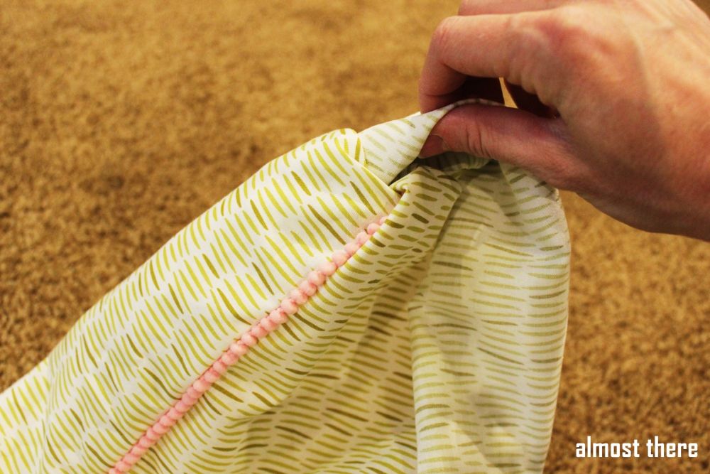 DIY Sew a Pillowcase start to see your trim piece emerge