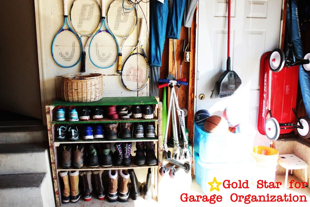 DIY Shoe Storage garage organization project