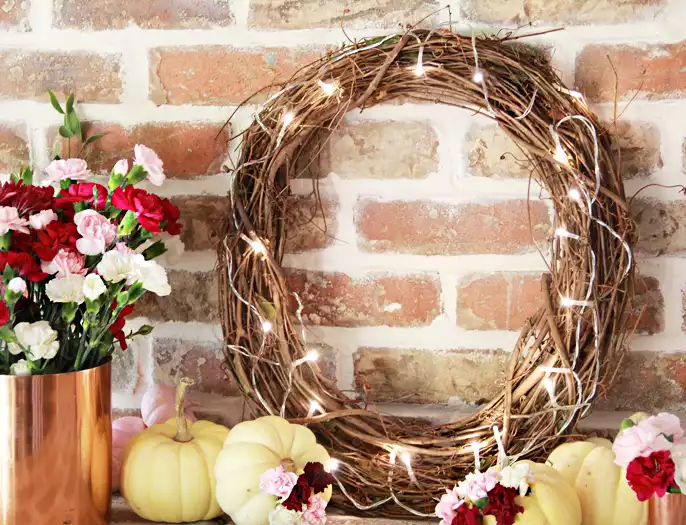 DIY Simple Lighted Grapevine Wreath