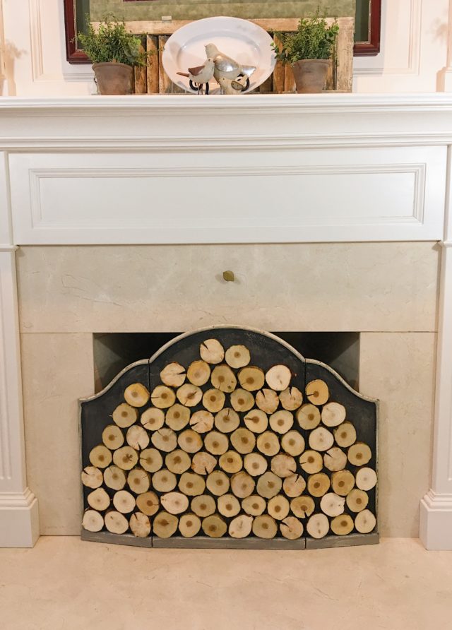 DIY Stacked Log Fireplace Screen