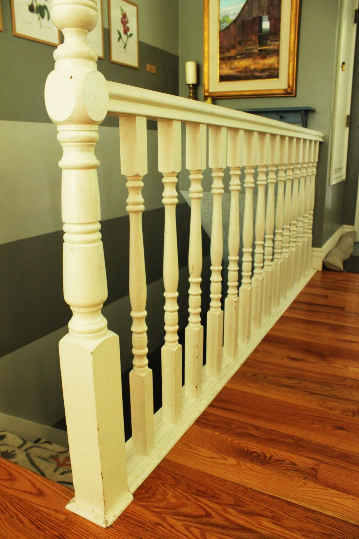 DIY Stair Railing - white painted 