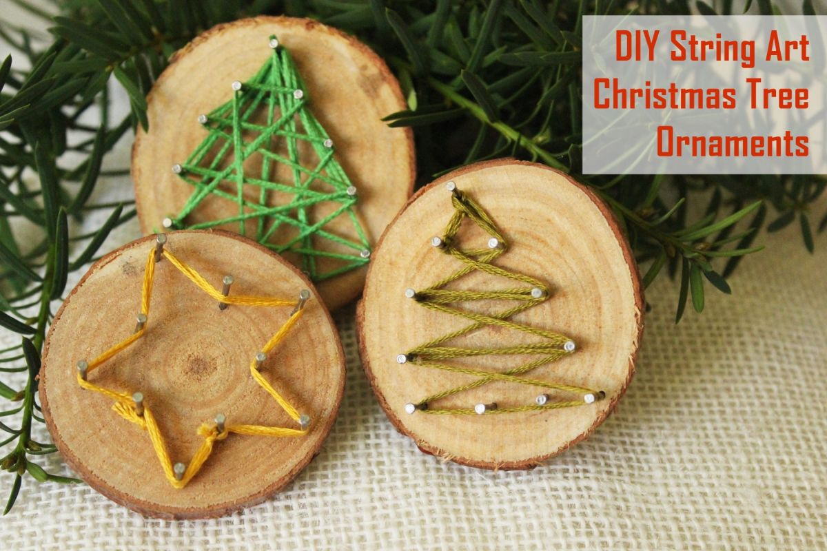 DIY String Art Christmas Tree Ornaments