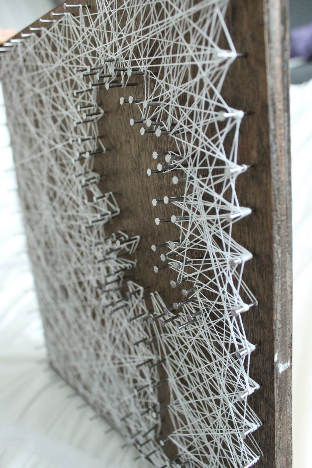 DIY String Art Tree - wood enhances the negative string art tree