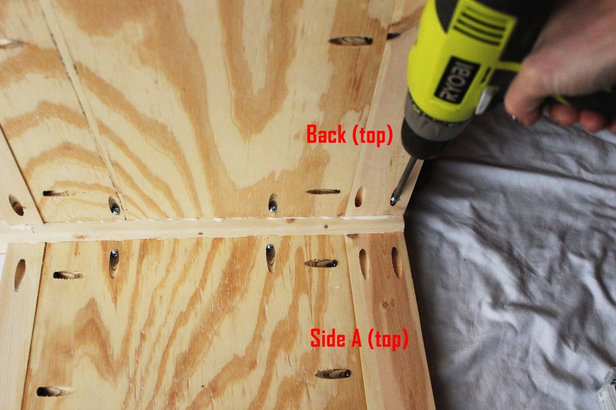 DIY Toy Box Align the panel onto the leg