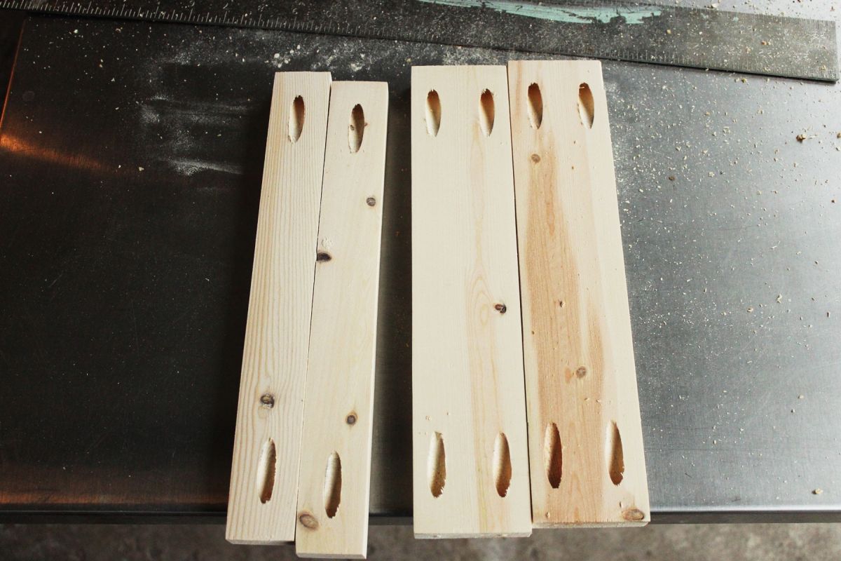 DIY Toy Box Drill two holes into each end of your 1x3