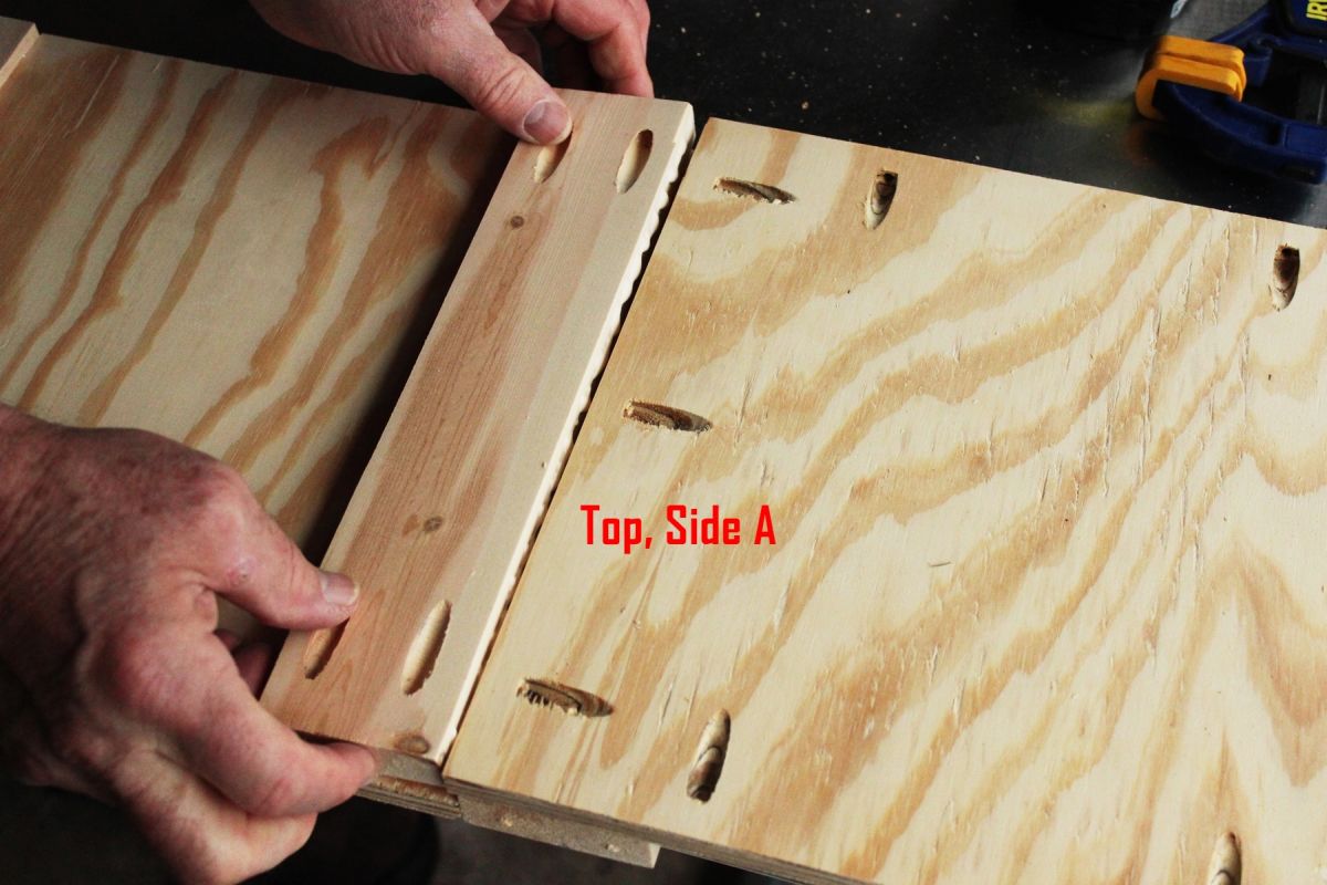 DIY Toy Box Join the glue side with the top end of your Side A plywood