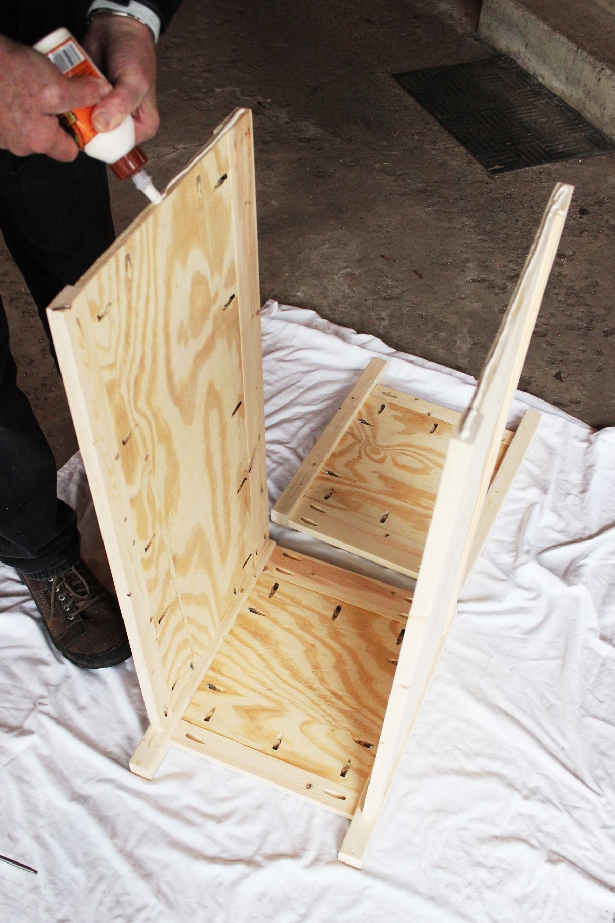 DIY Toy Box attachment steps with the Front panel