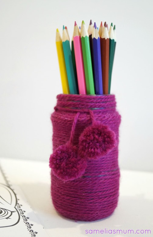 DIY Yarn Covered Pencil Pot