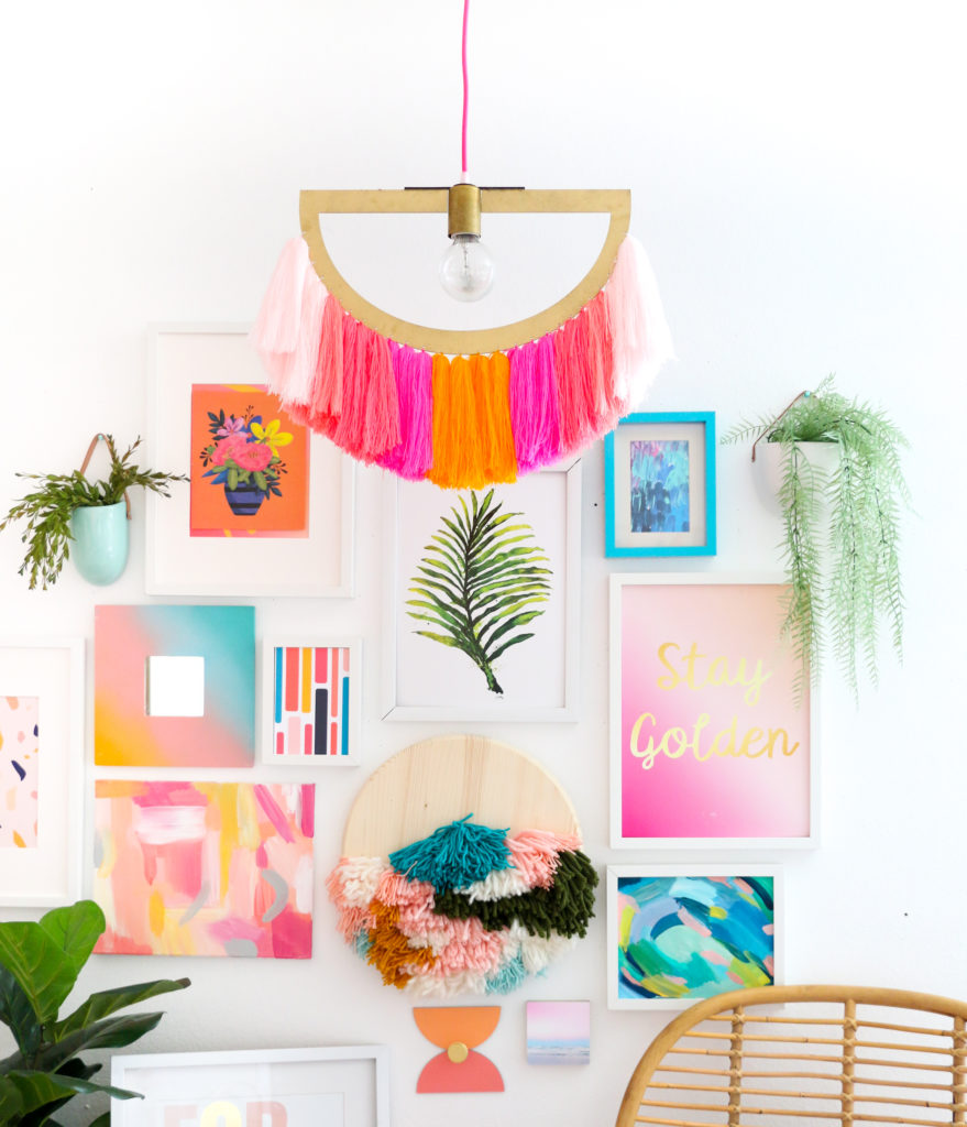 DIY Yarn Fringe Pendant Light 2