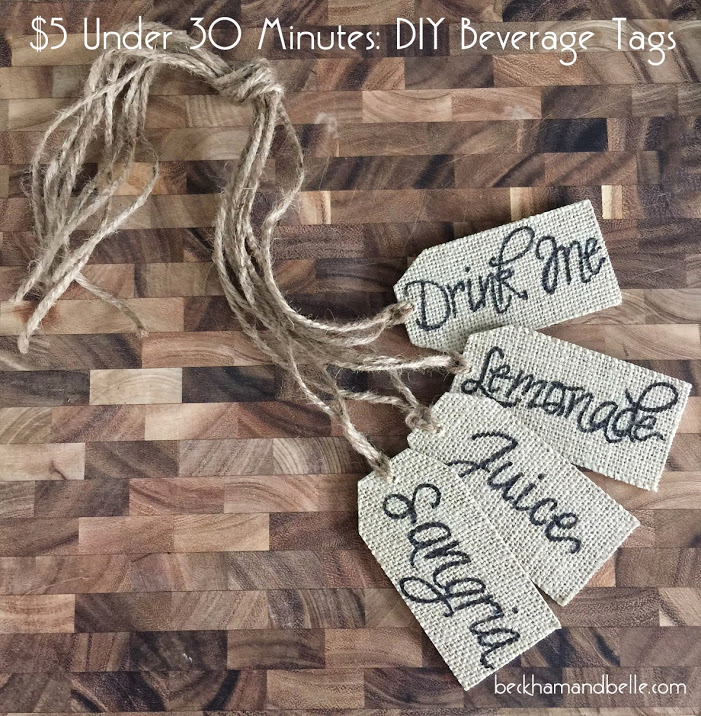 DIY beverage burlap tags