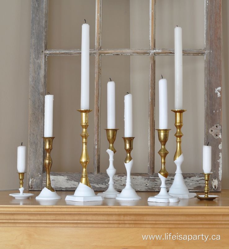 DIY brass dipped candlesticks