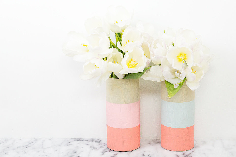 DIY colorblock vases