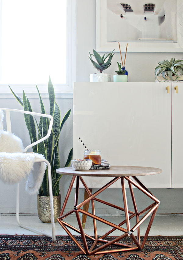 DIY copper pipes Hexagon Side Table