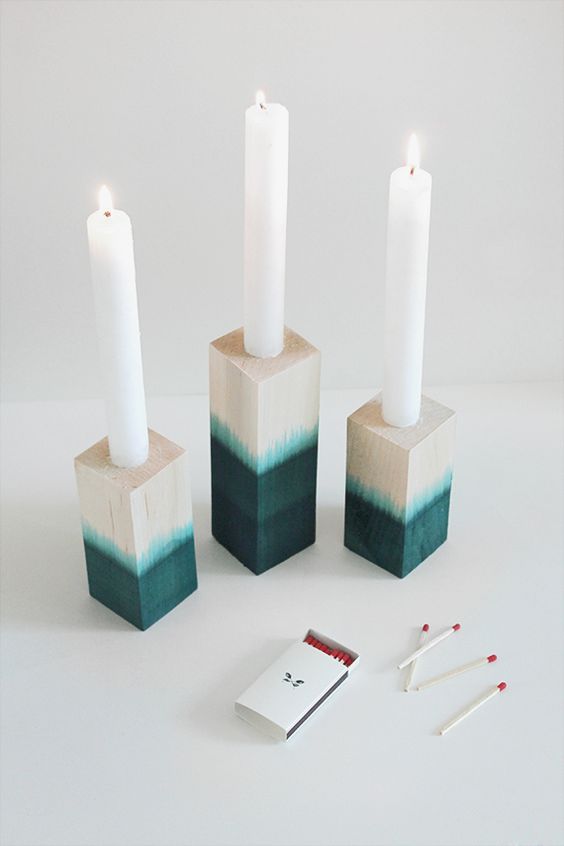 DIY dye dipped candle holders