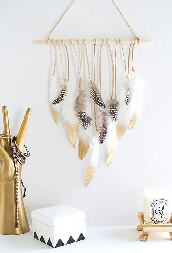 DIY feather mobile