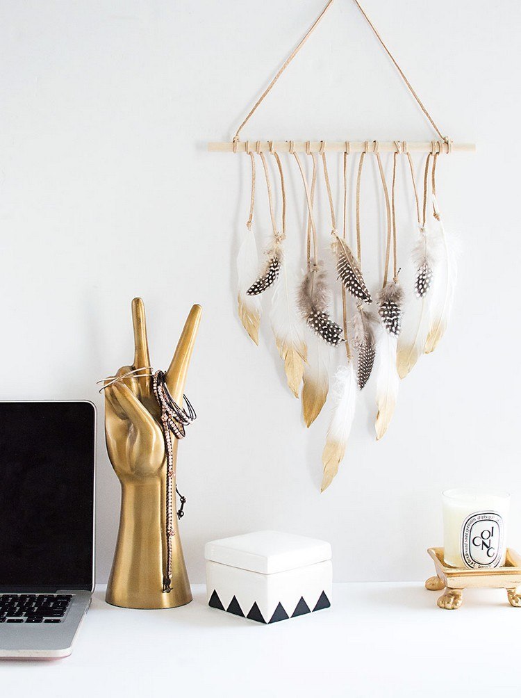 DIY feather wall hanging