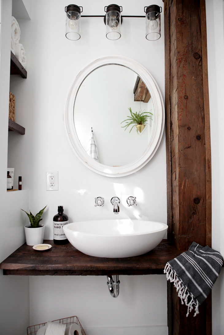 DIY floating sink shelf