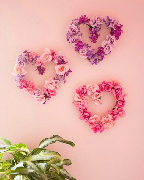 DIY floral heart wreath