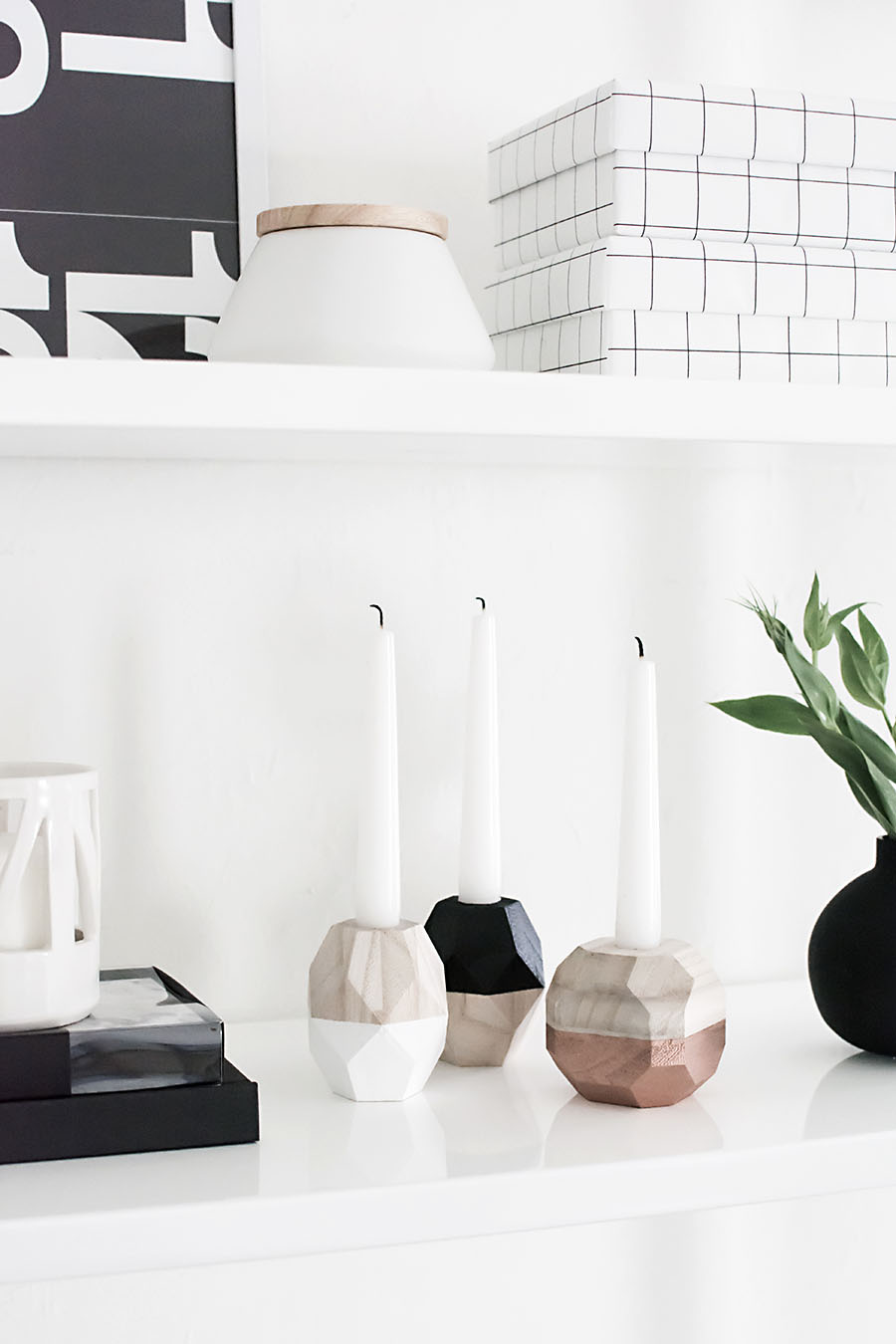 DIY geometric candle holders