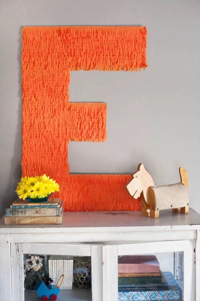 DIY giant fringe monogram