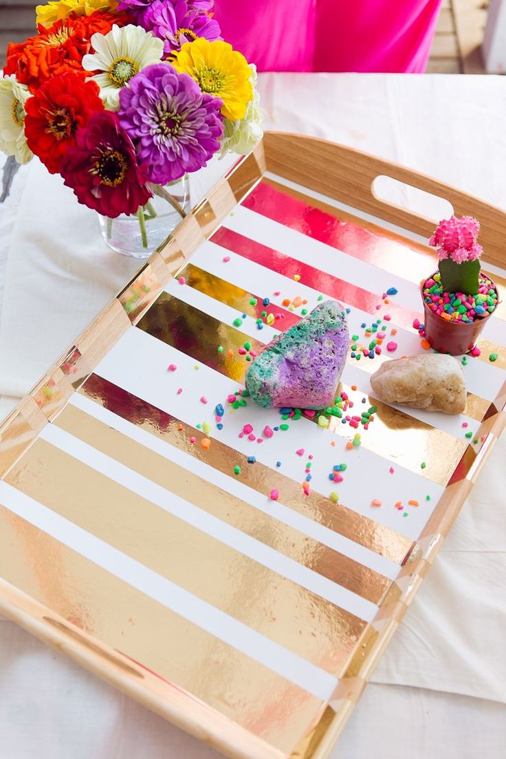 DIY gold serving tray