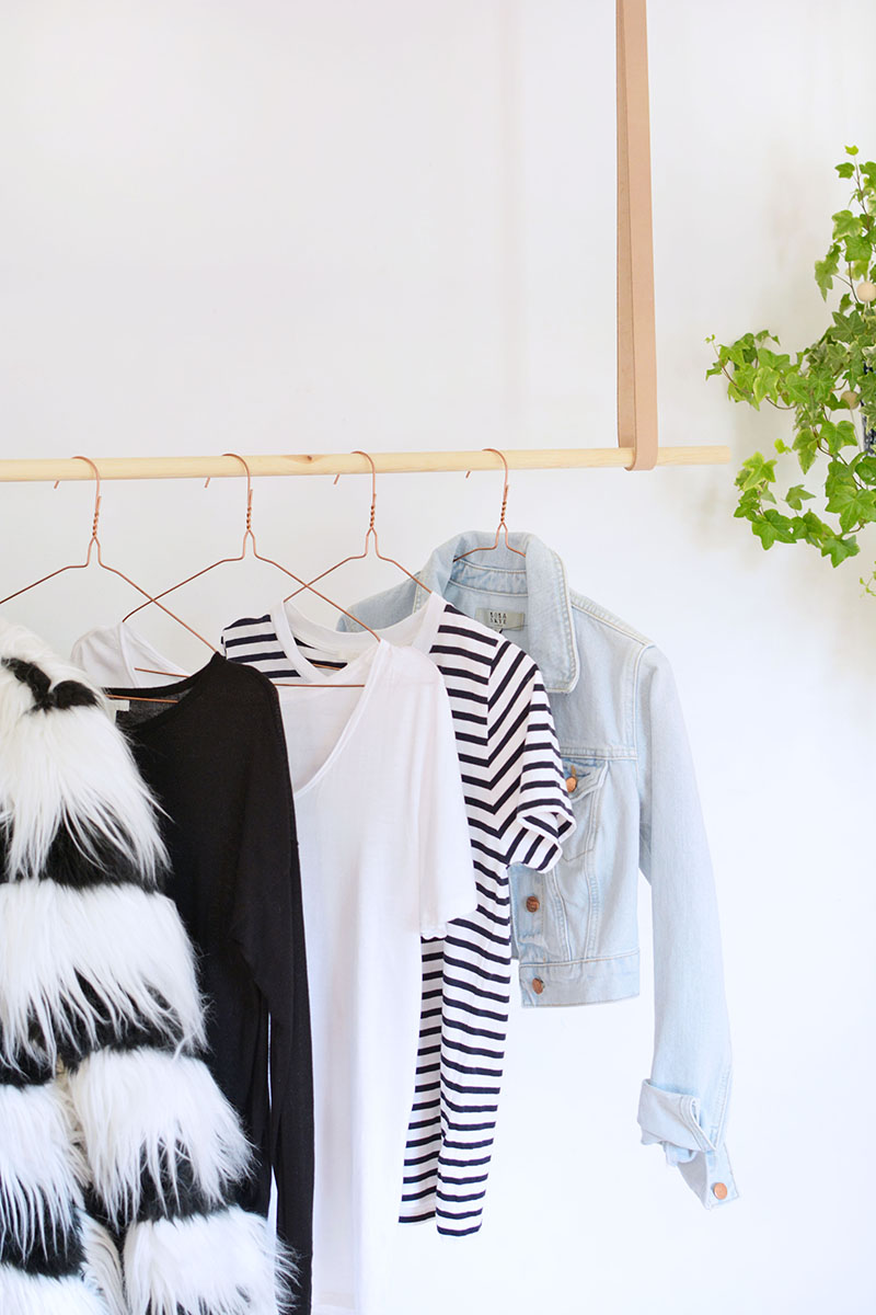 DIY hanging clothes rail