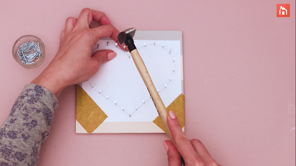 DIY heart nail string art 37