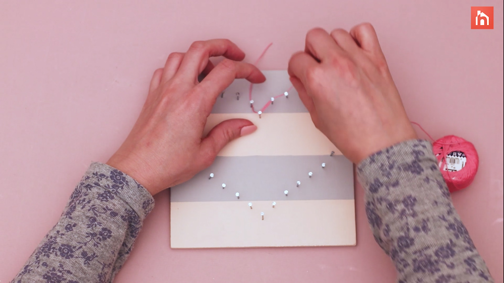 DIY heart nail string art 44