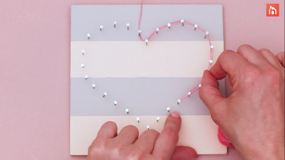DIY heart nail string art 45